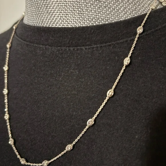 Sterling Silver: 3MM Station Necklace 20in L - Picture 4 of 5